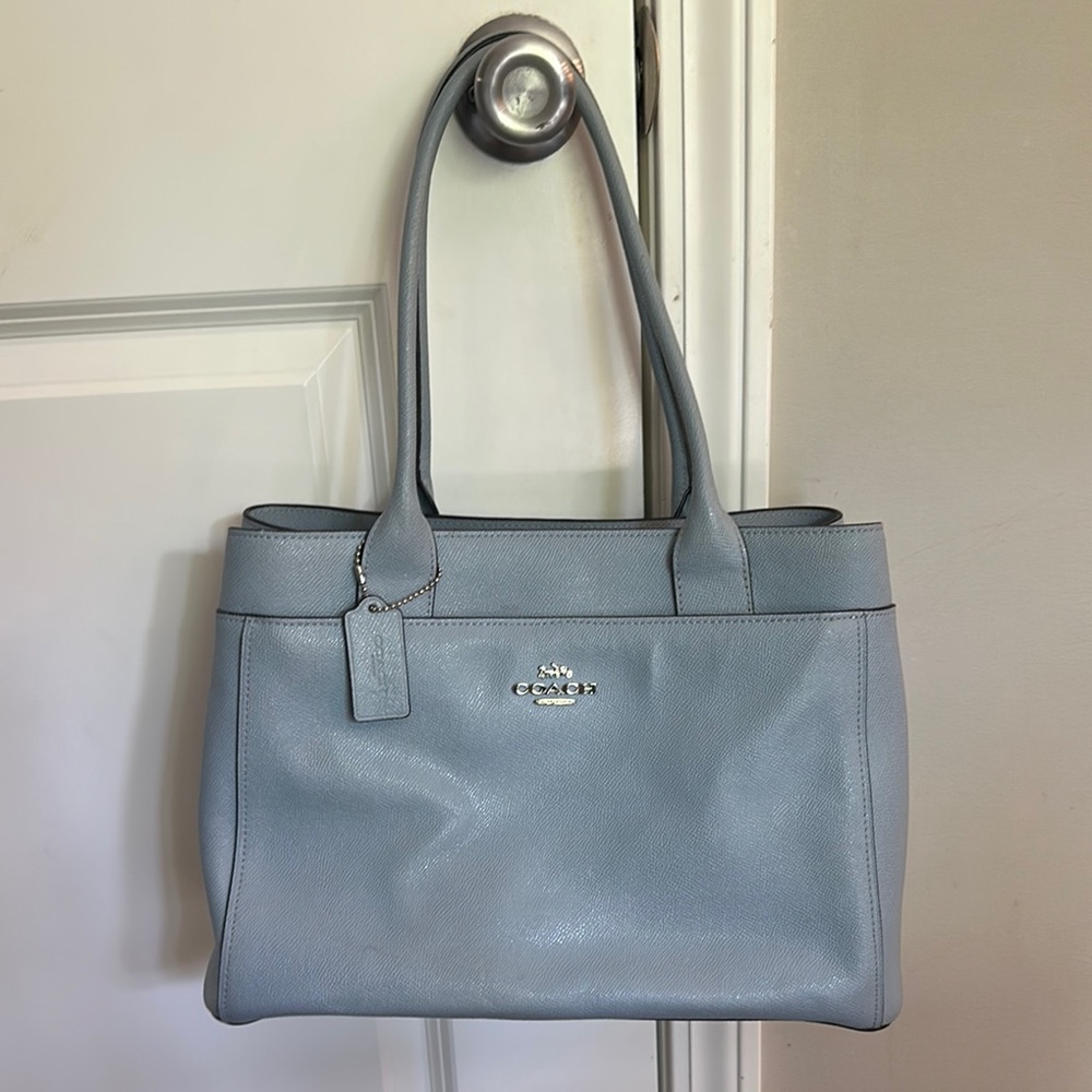 Coach Blue Leather Tote Bag with Classic Design